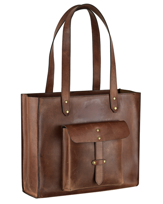 Heritage Leather Tote with Classic Front Pocket
