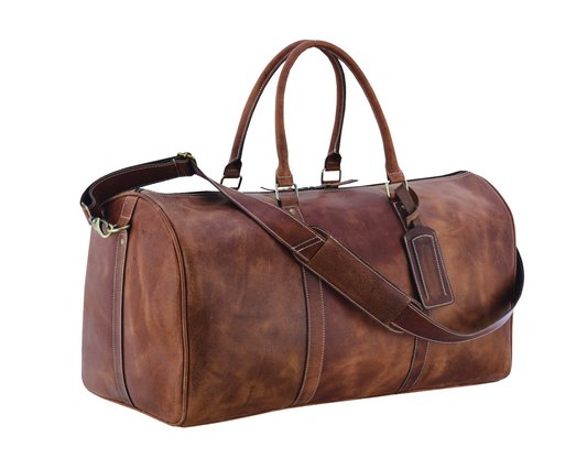 Full-Grain Leather Duffle – Classic Weekender for Him & Her