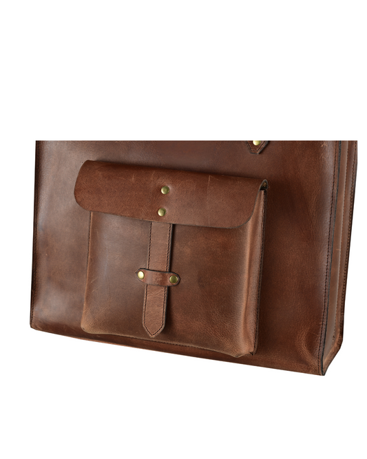 Heritage Leather Tote with Classic Front Pocket