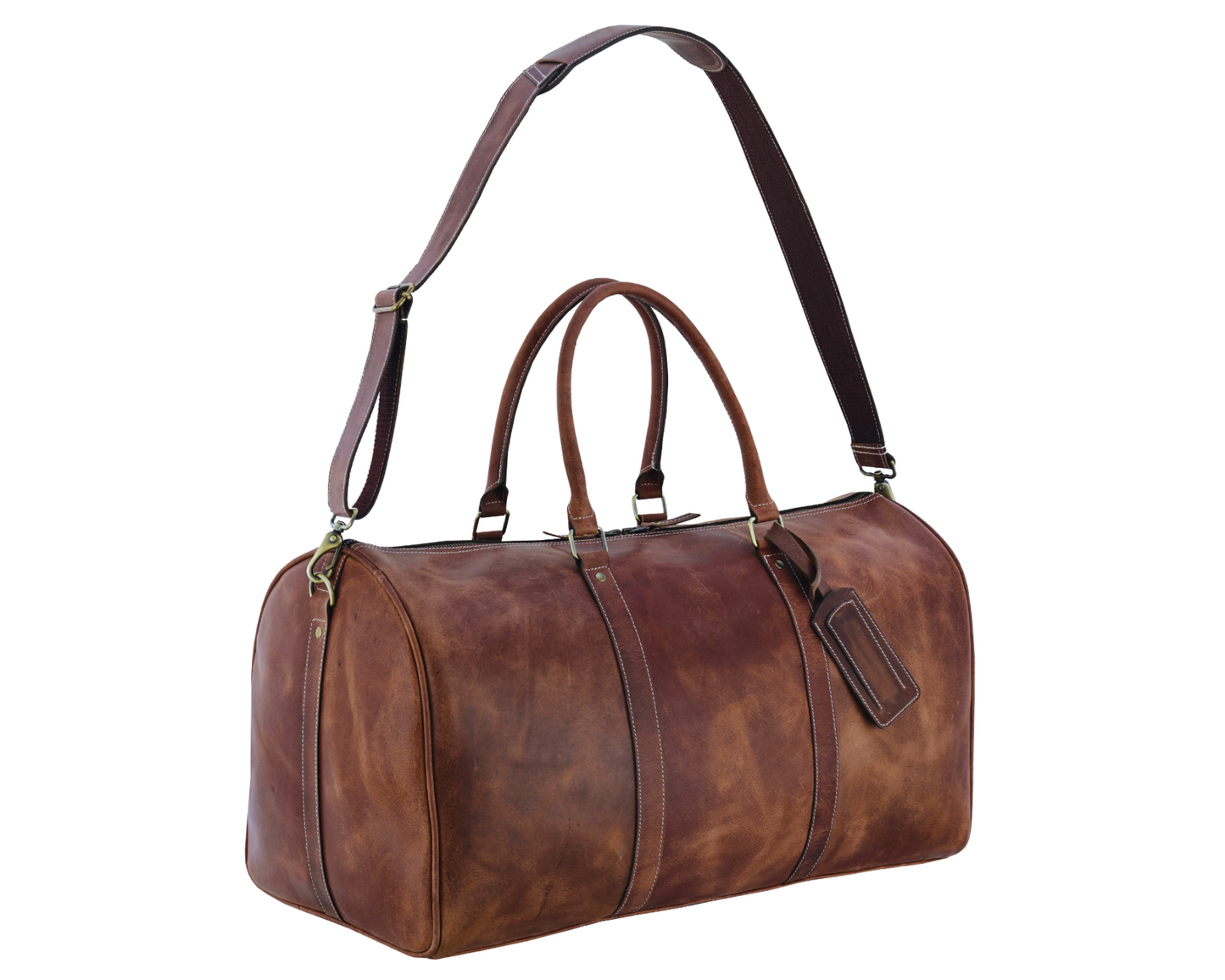 Full-Grain Leather Duffle – Classic Weekender for Him & Her
