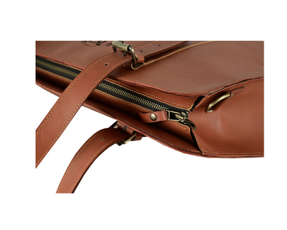 Everyday Elegance: Genuine Leather Tote for Work & Laptop