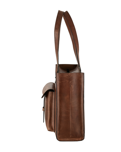 Heritage Leather Tote with Classic Front Pocket