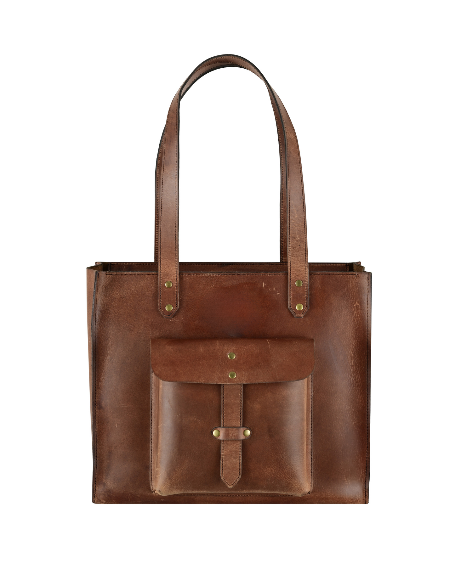 Heritage Leather Tote with Classic Front Pocket